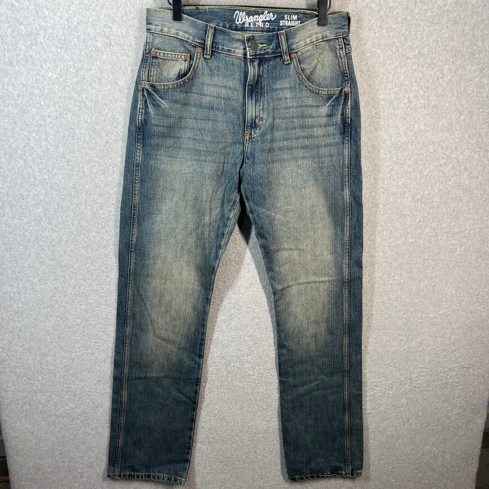 Wrangler Retro Slim Straight Medium Wash Denim Jeans Mens‎ 32x31 Blue